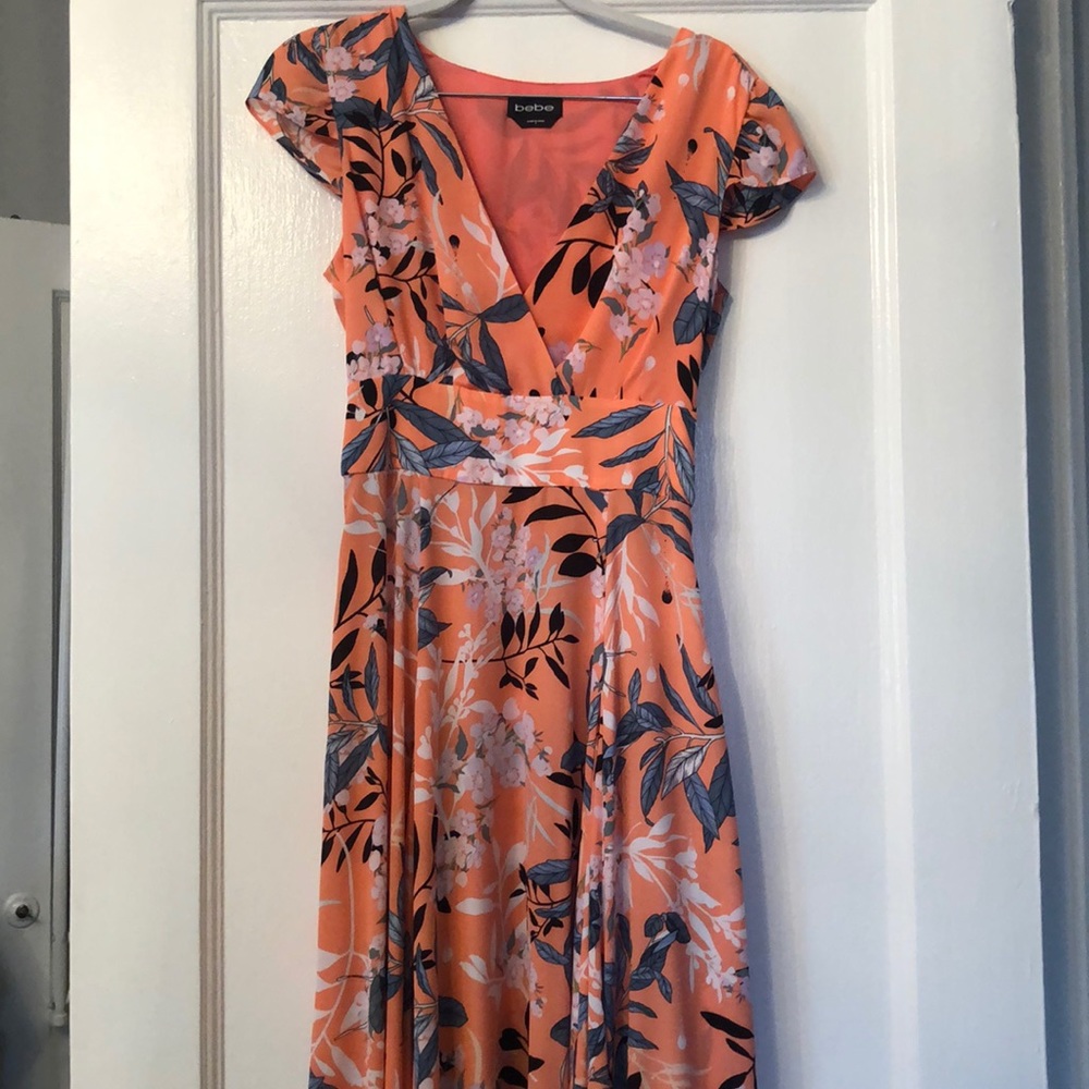 Bebe Floral Fitted Maxi Dress